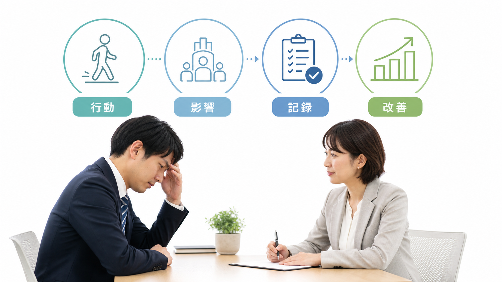 パワハラをしている本人に気付かせるための職場対応を示すアイキャッチ