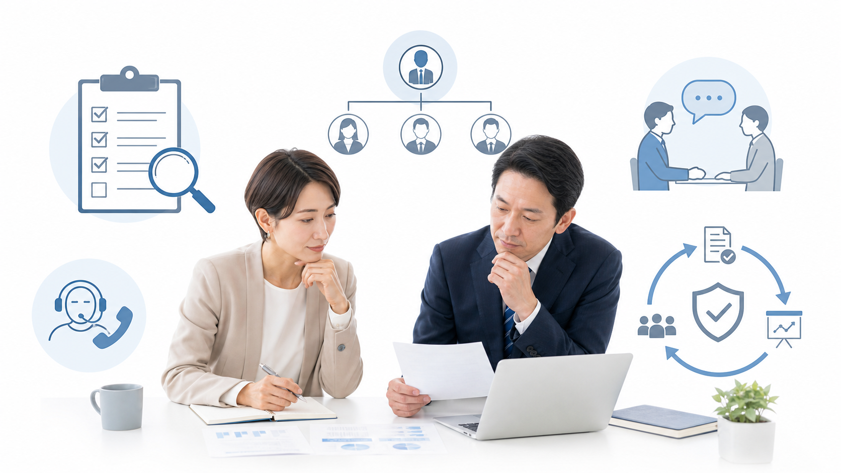 パワハラ行為者への研修が難しい場面で、企業が配置や相談体制を見直す様子